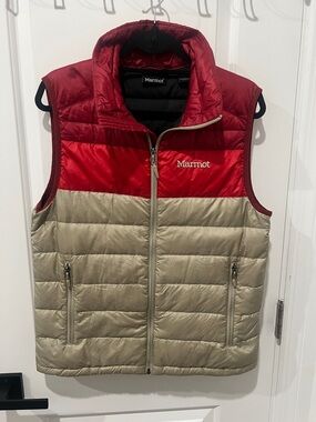 Marmot Red and Tan Quilted Down Vest